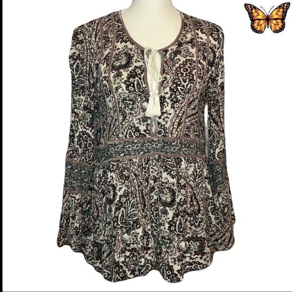 American Eagle Outfitters Peasant Blouse Bell Sleeves Size Medium - Picture 1 of 11